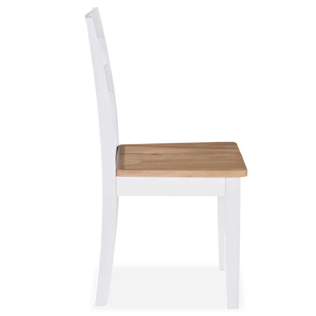 Eetkamerstoelen 2 st massief rubberwood wit