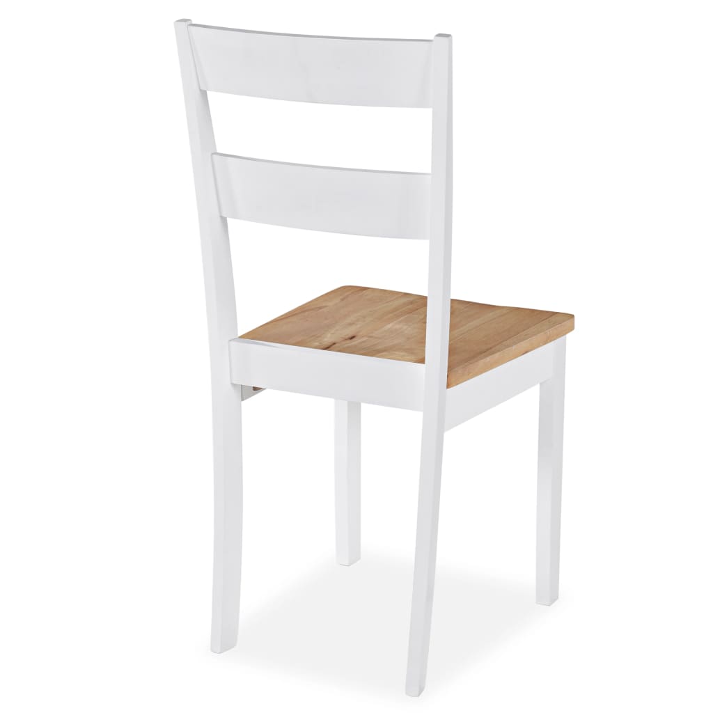 Eetkamerstoelen 2 st massief rubberwood wit