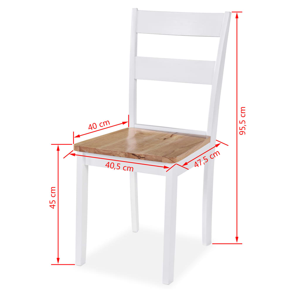 Chaises de salle à manger 2 pcs en hévéa massif blanc