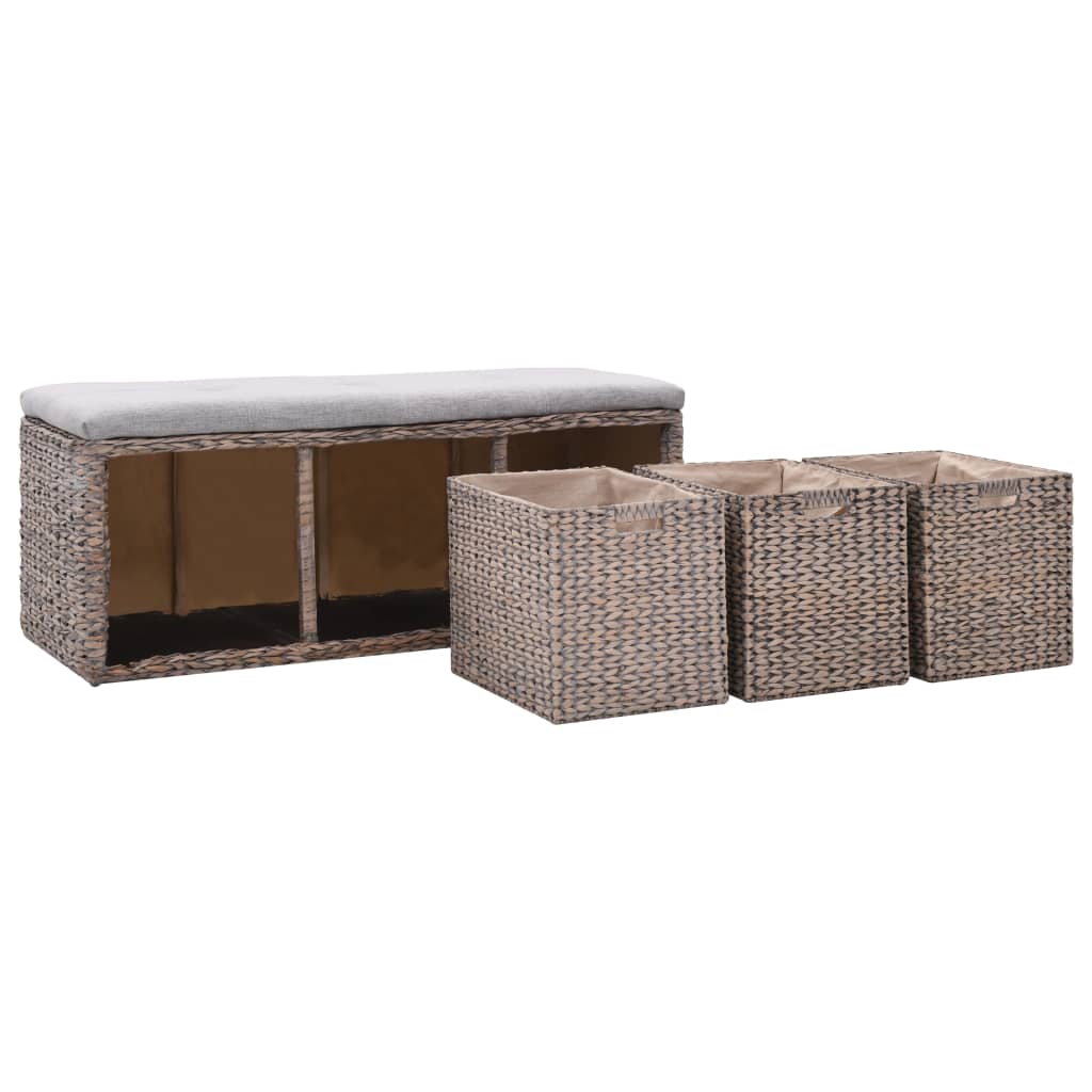 Banc avec 3 paniers 105x40x42 cm jonc de mer