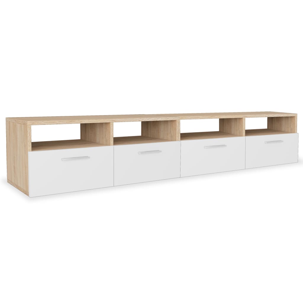 Meuble TV 2 pcs 95x35x36 cm en dérivé du bois couleur chêne