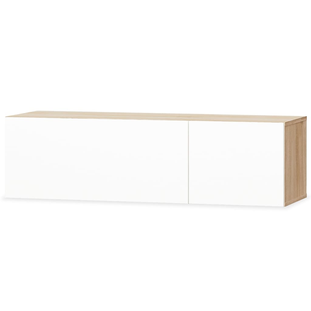 Tv-meubels 2 st 120x40x34 cm bewerkt hout wit en eikenkleurig