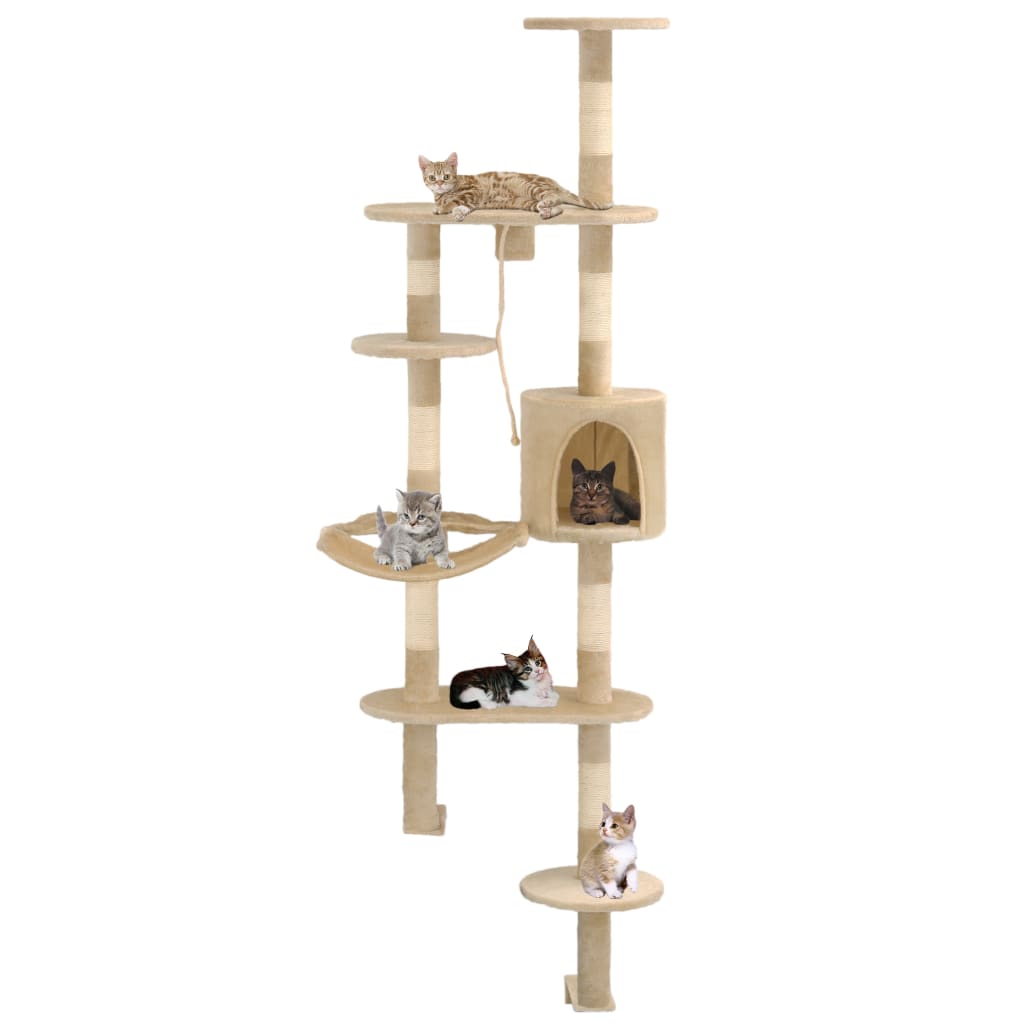 Kattenkrabpaal met krabpalen wandmontage 194 cm