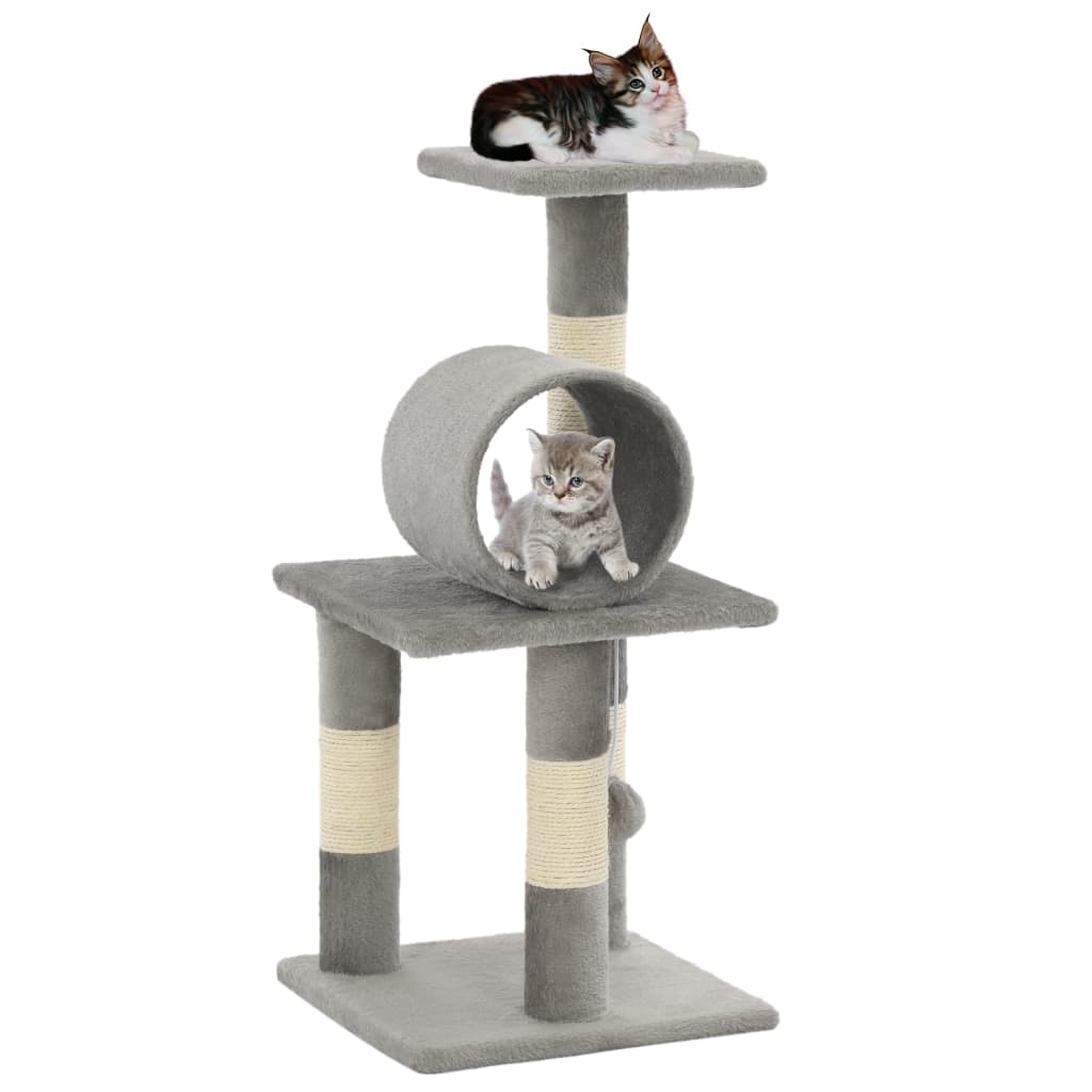 Arbre à chat avec griffoirs en sisal 65 cm gris