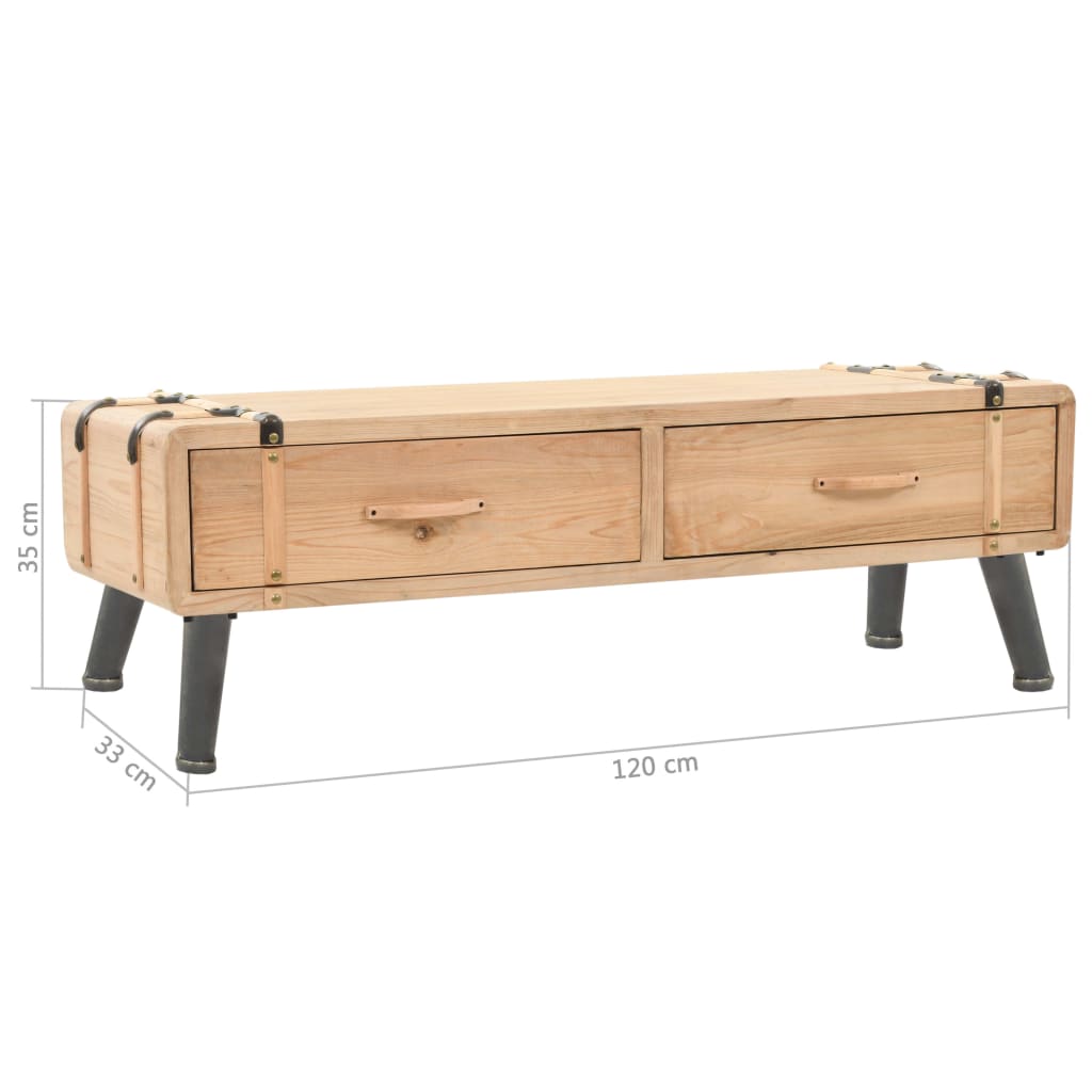 Meuble TV 120x33x35 cm en bois de pin massif