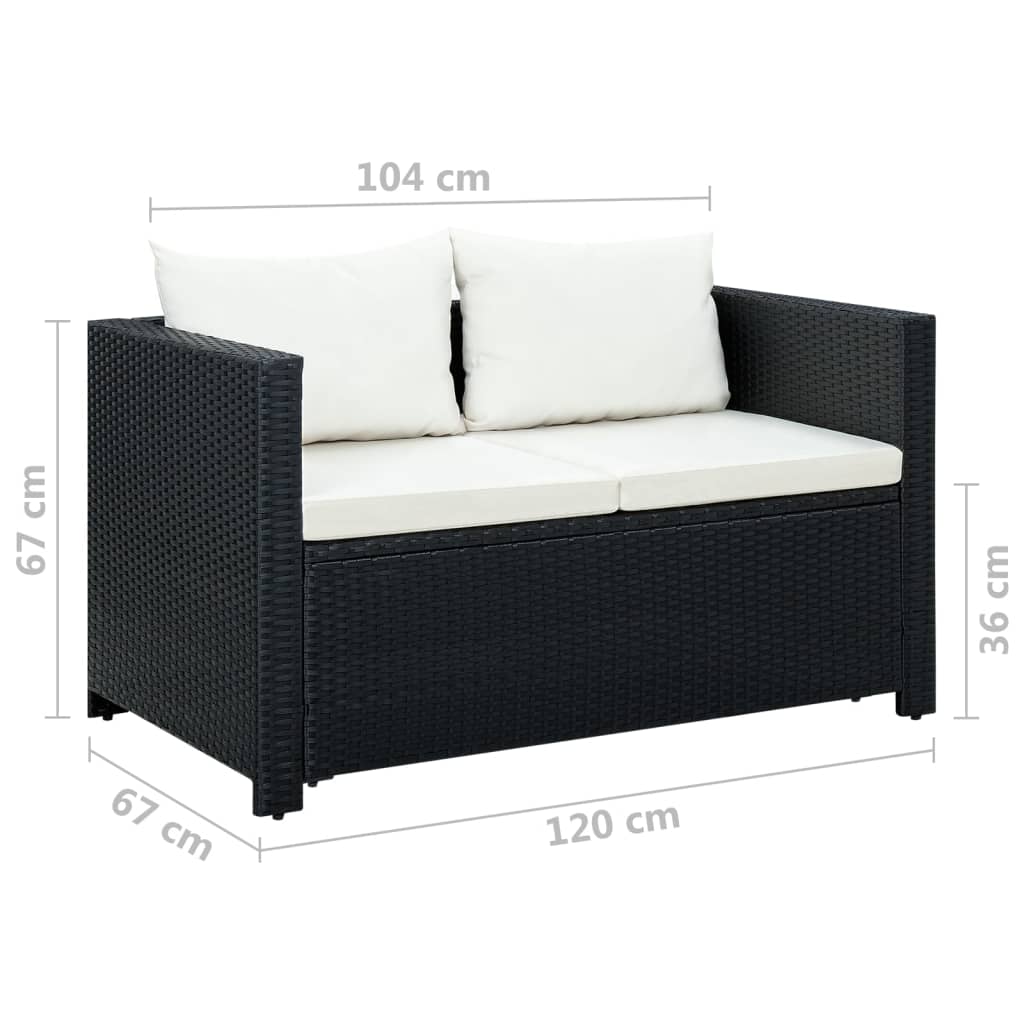 3-delige Loungeset met kussens poly rattan