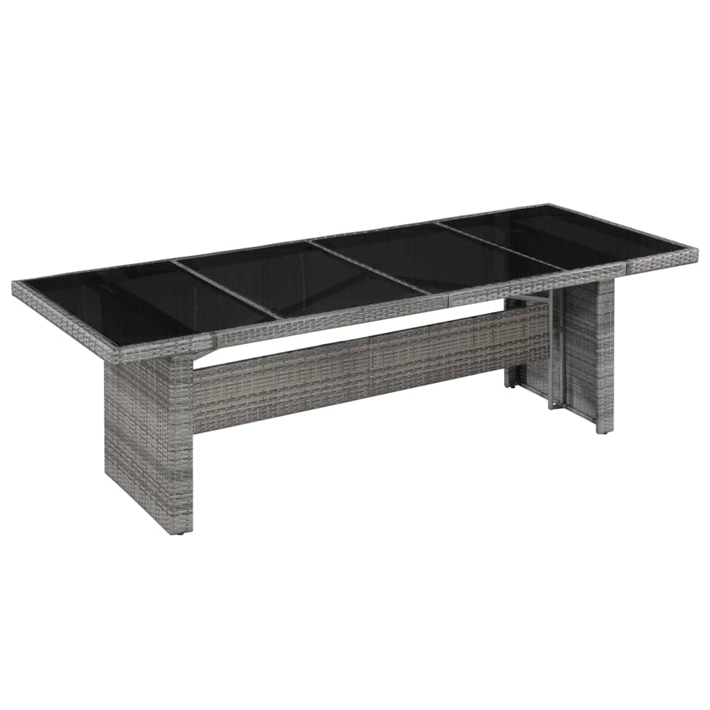 Tuintafel 240x90x74 cm poly rattan glas