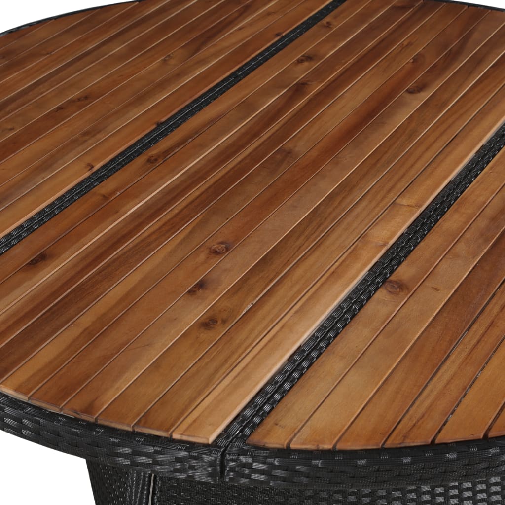 Table de jardin 115x74 cm poly rotin et bois d'acacia massif