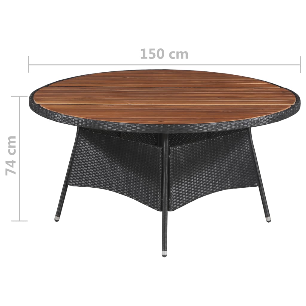 Tuintafel 115x74 cm poly rattan en massief acaciahout