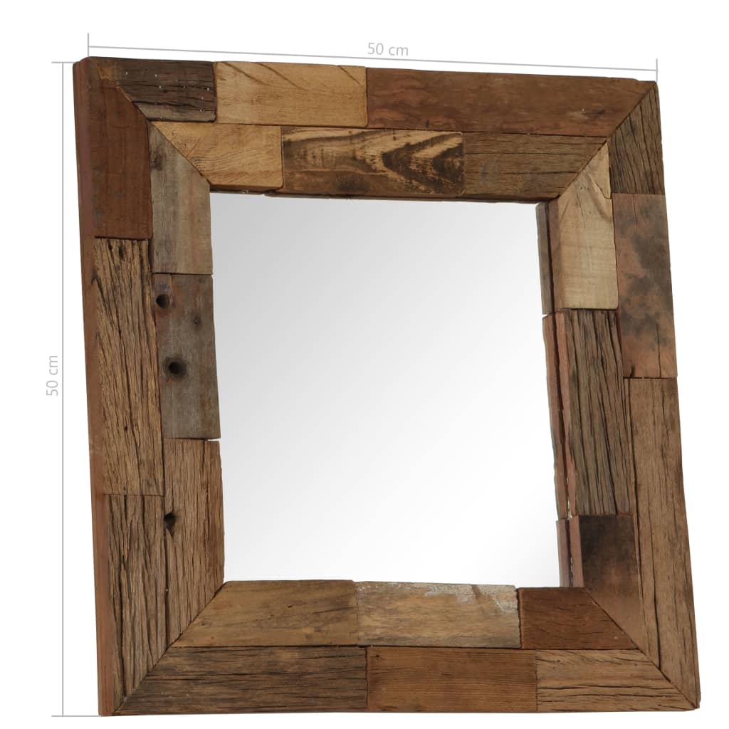 Miroir 50x50 cm bois massif recyclé