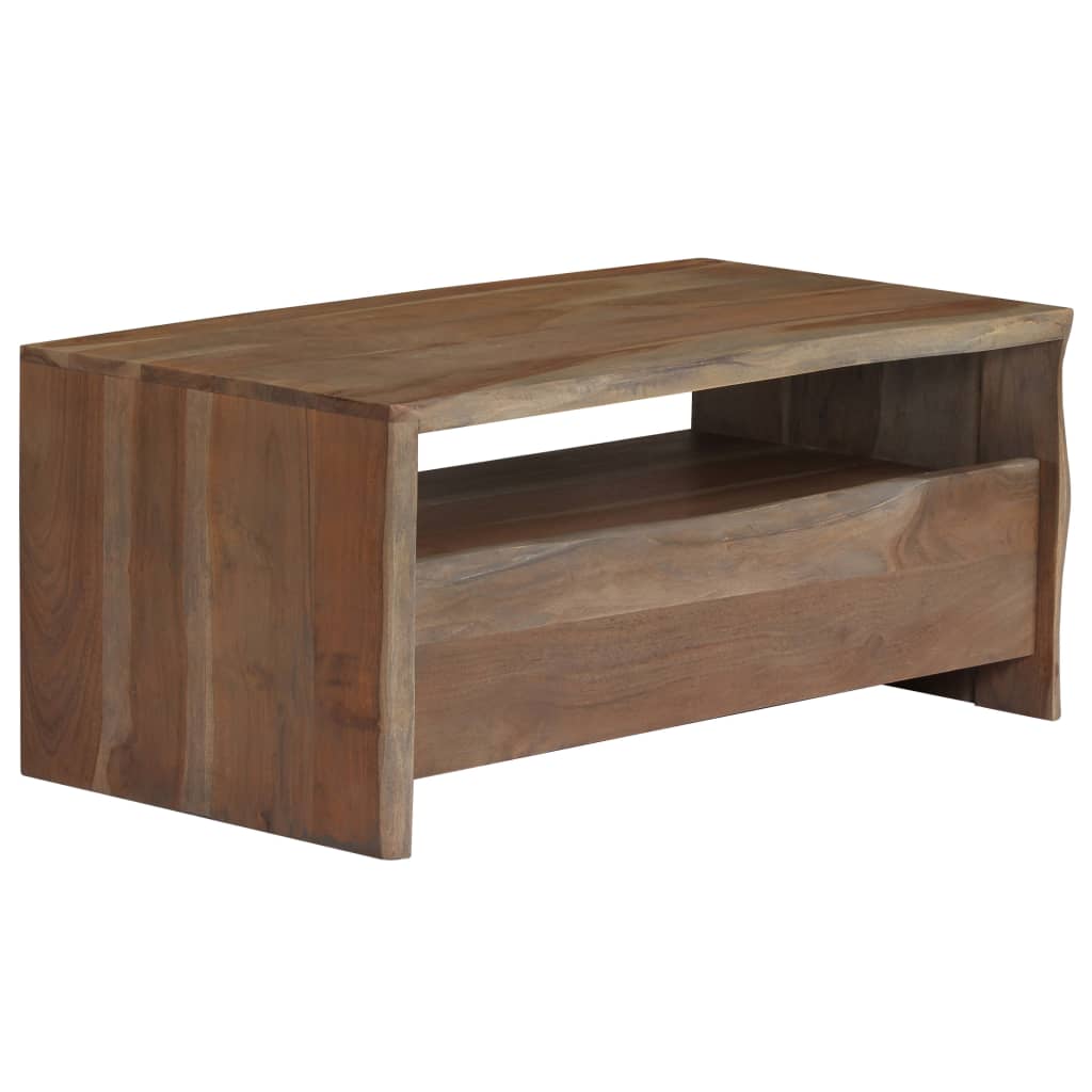 Table basse à bord naturel 90x50x40 cm bois d'acacia gris