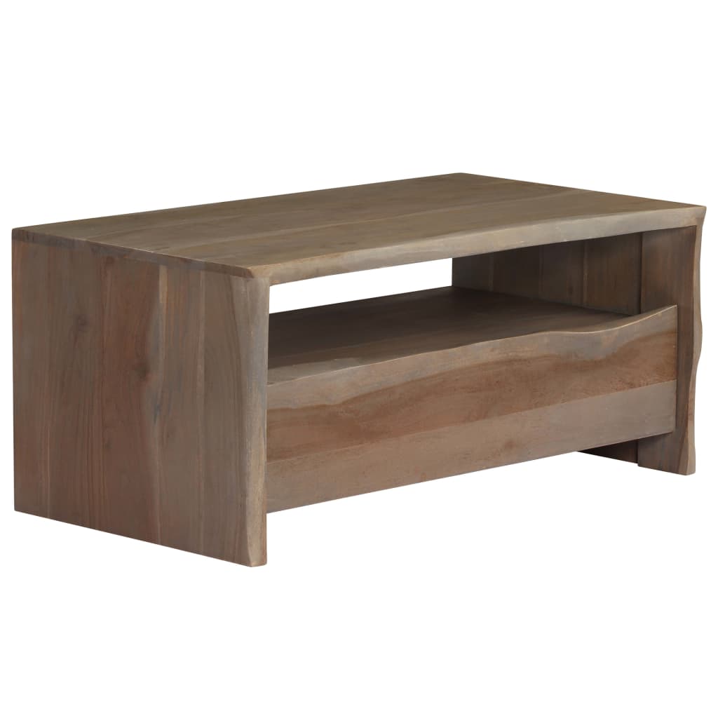 Table basse à bord naturel 90x50x40 cm bois d'acacia gris