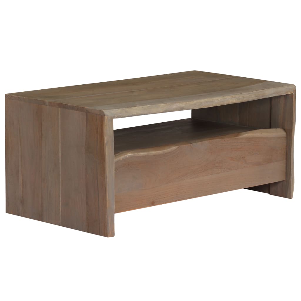 Table basse à bord naturel 90x50x40 cm bois d'acacia gris