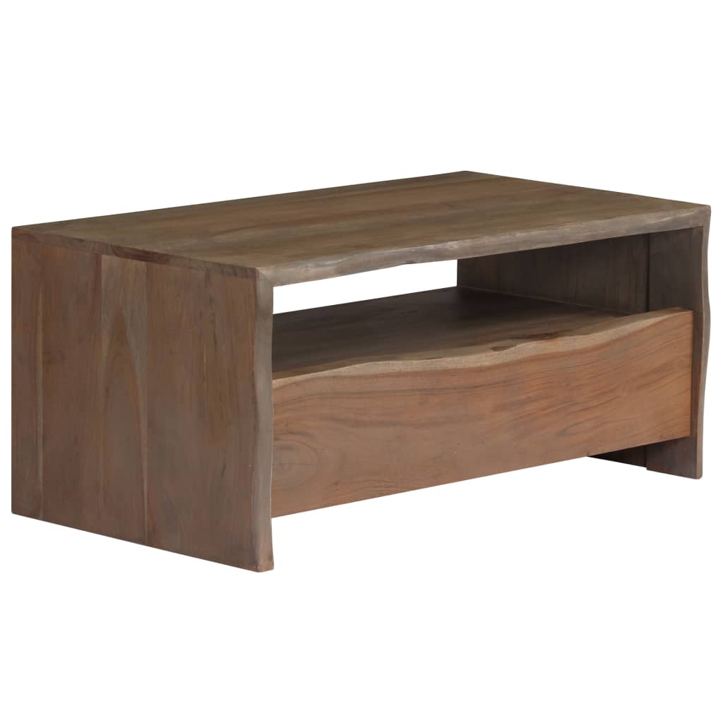 Table basse à bord naturel 90x50x40 cm bois d'acacia gris