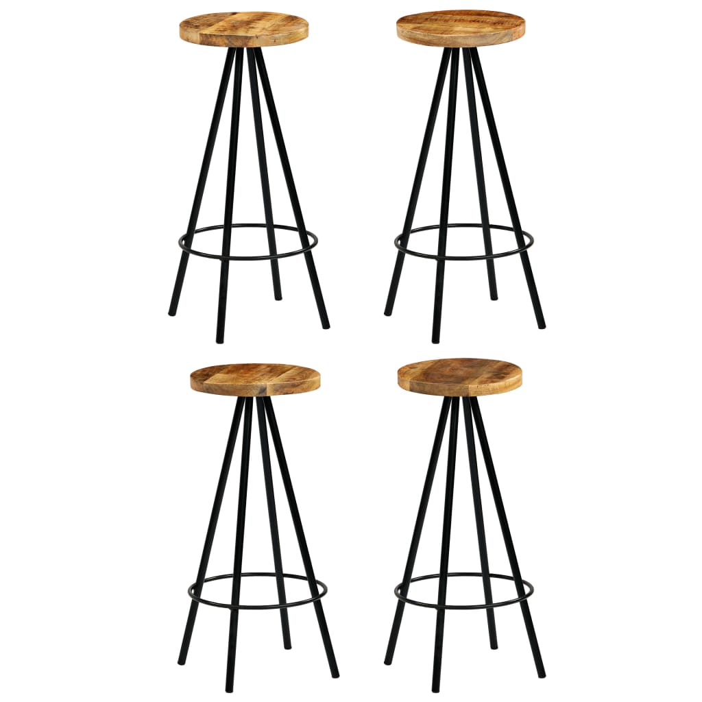 Tabourets de bar 4 pcs en bois de manguier massif