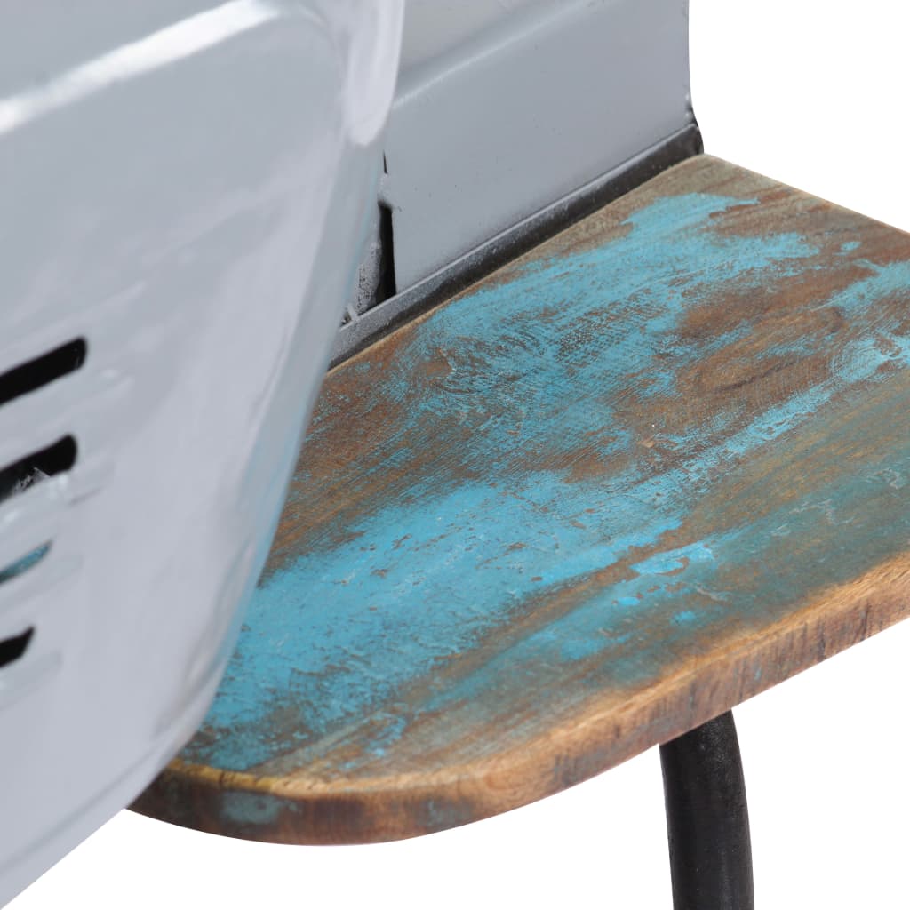 Tabouret de bar scooter cuir véritable et bois massif recyclé