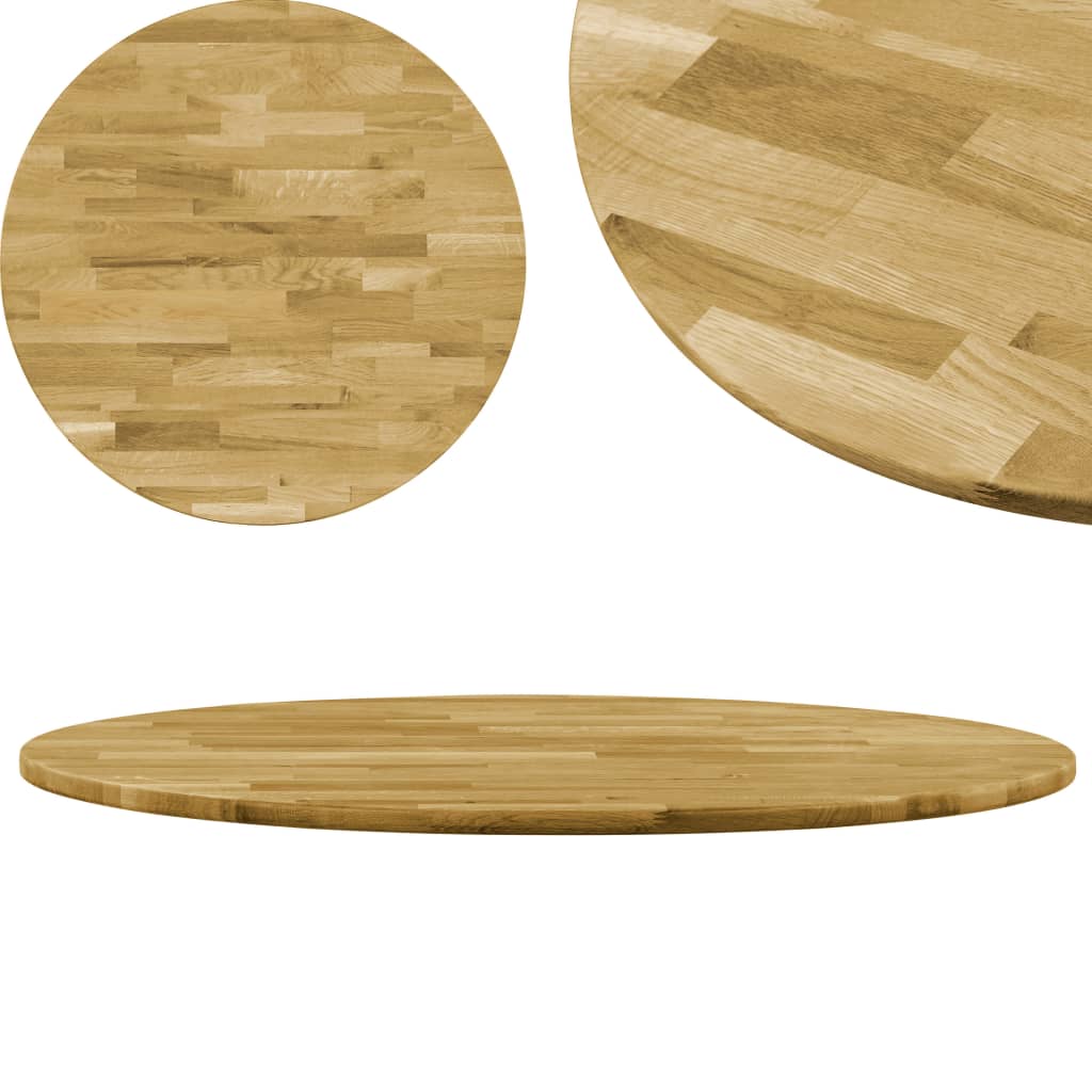 Plateau de table rond 44 mm 800 mm chêne massif