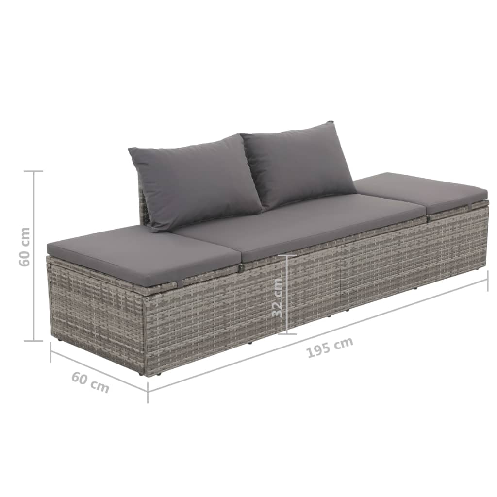 Tuinbed 195x60 cm poly rattan