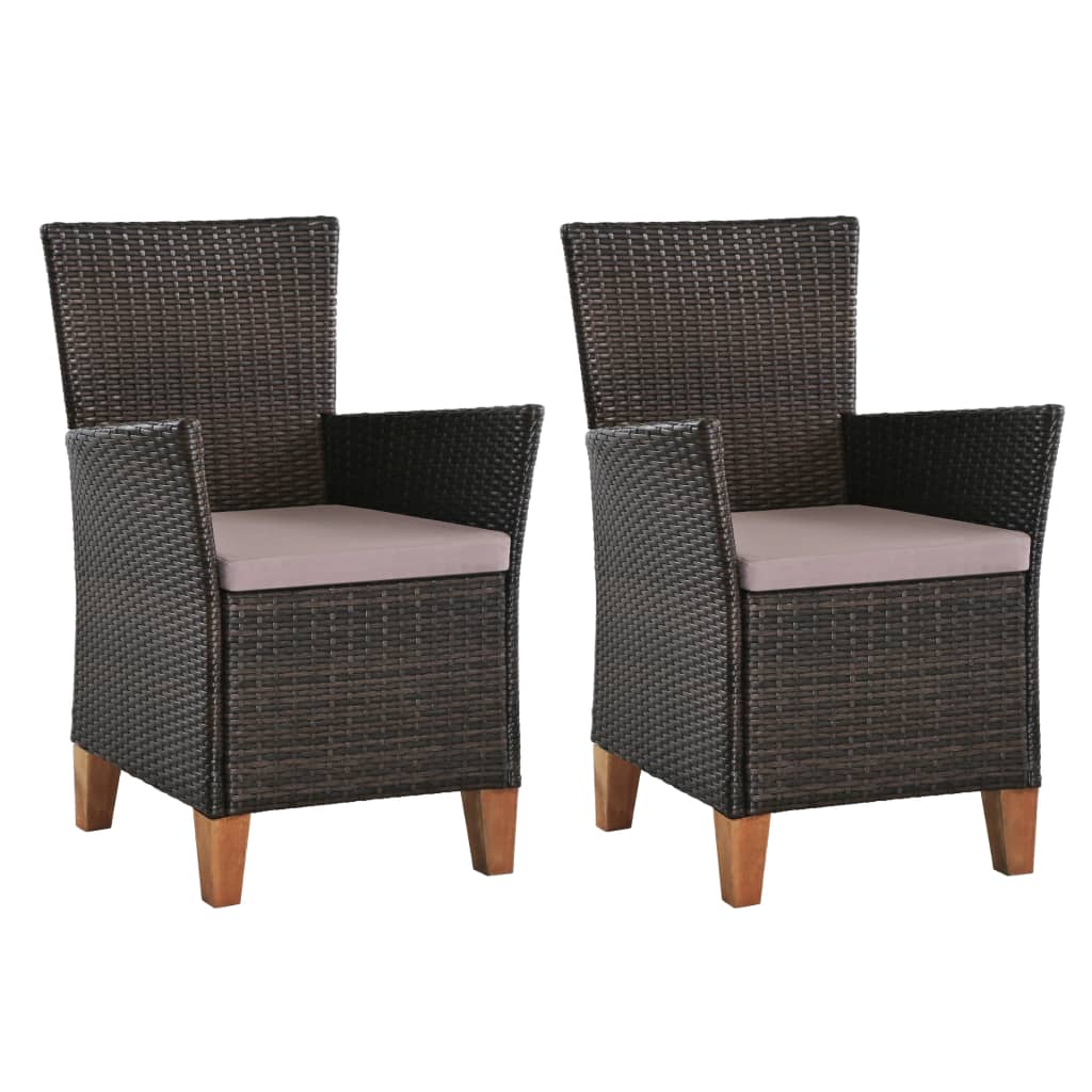 Chaises de jardin 2 pcs avec coussins en polyrotin