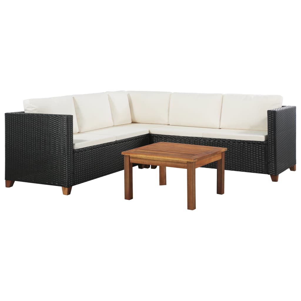 4-delige Loungeset met kussens poly rattan