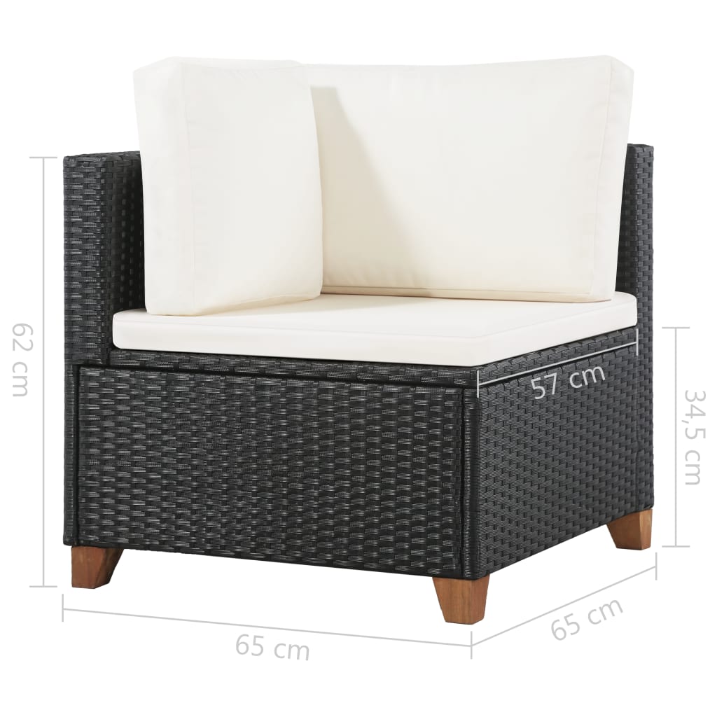 4-delige Loungeset met kussens poly rattan