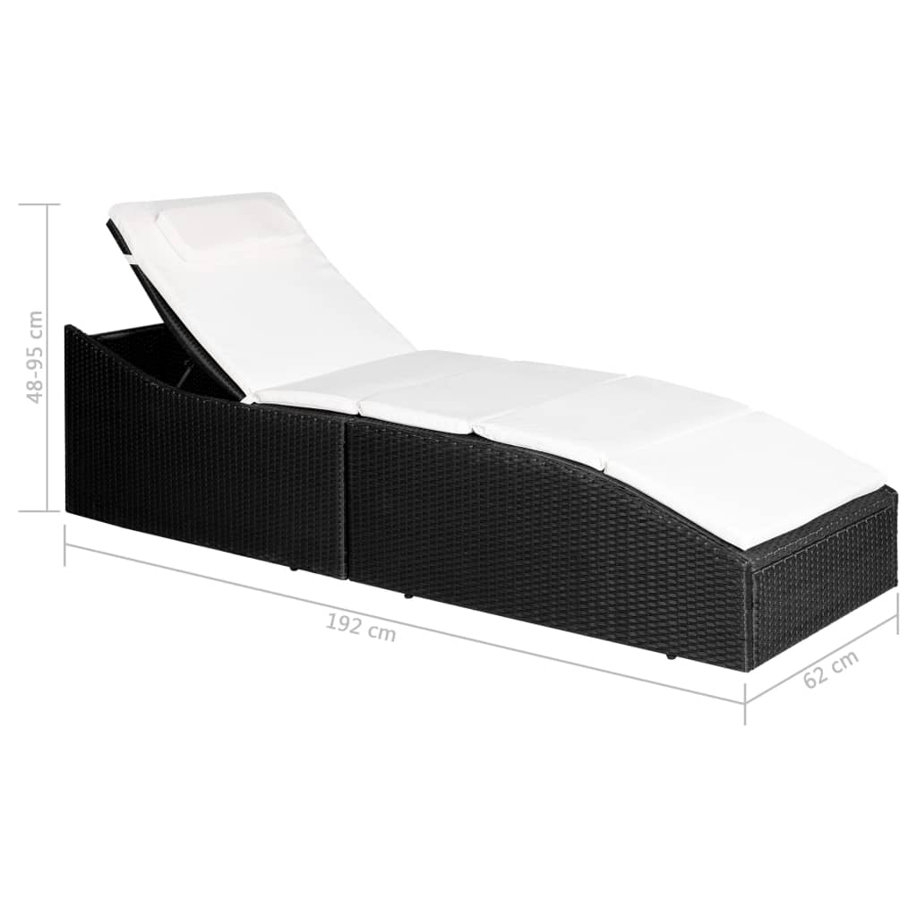 Chaise longue avec coussin en polyrotin