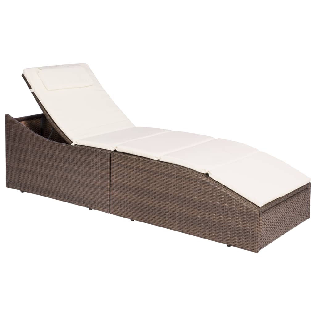 Chaise longue avec coussin en polyrotin