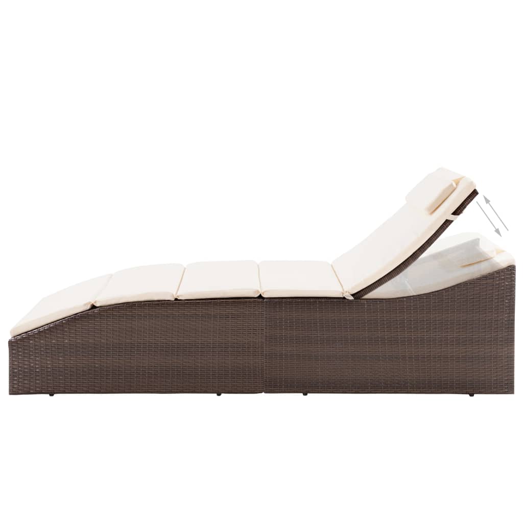 Chaise longue avec coussin en polyrotin