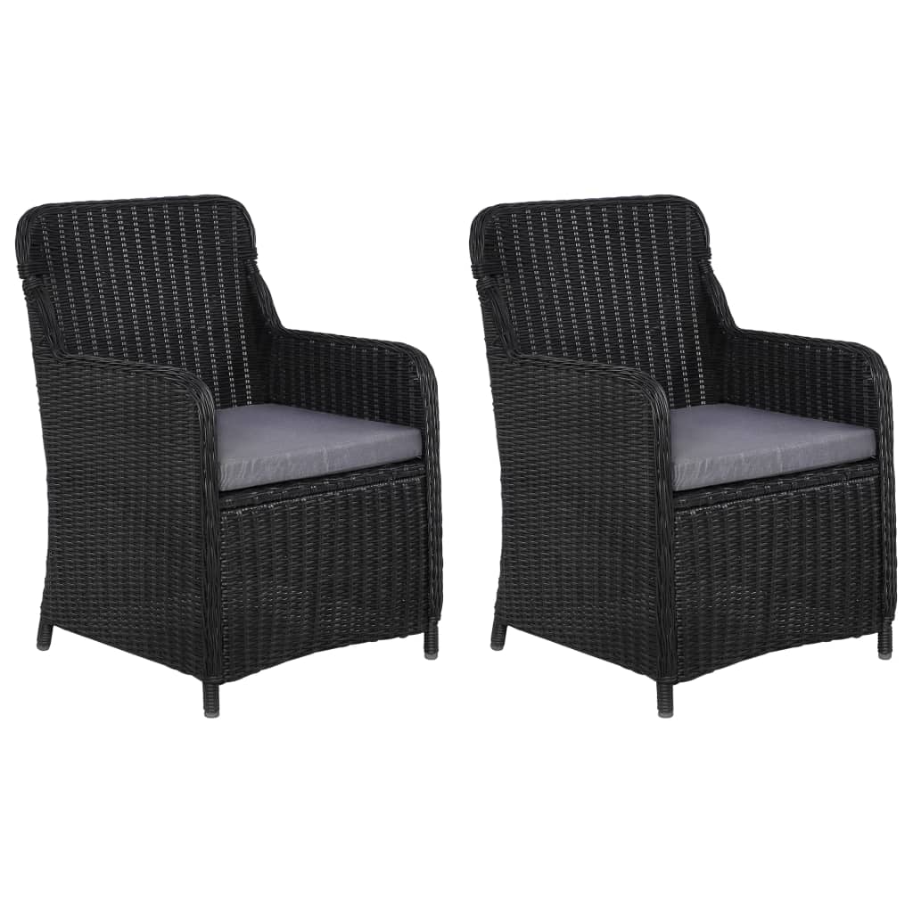 Chaises de jardin 2 pcs avec coussins en polyrotin