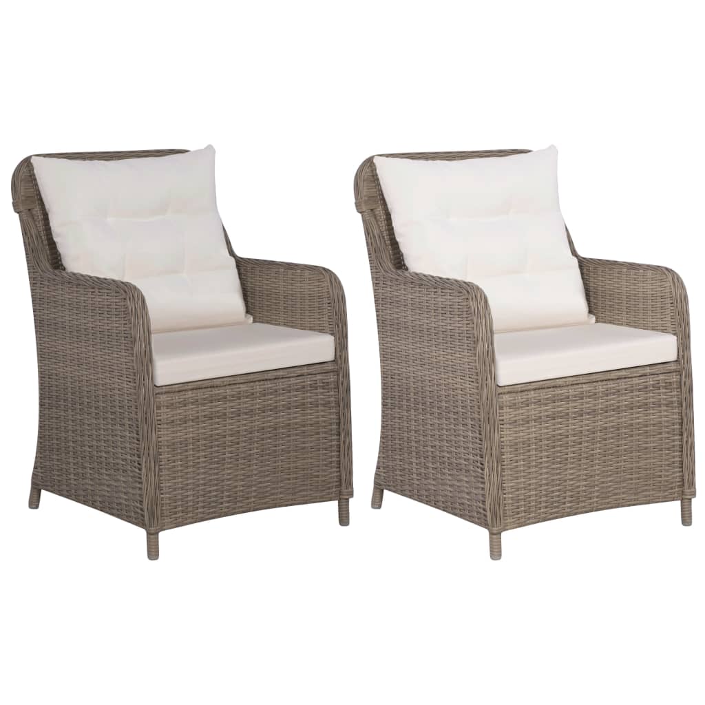 Chaises de jardin 2 pcs avec coussins en polyrotin