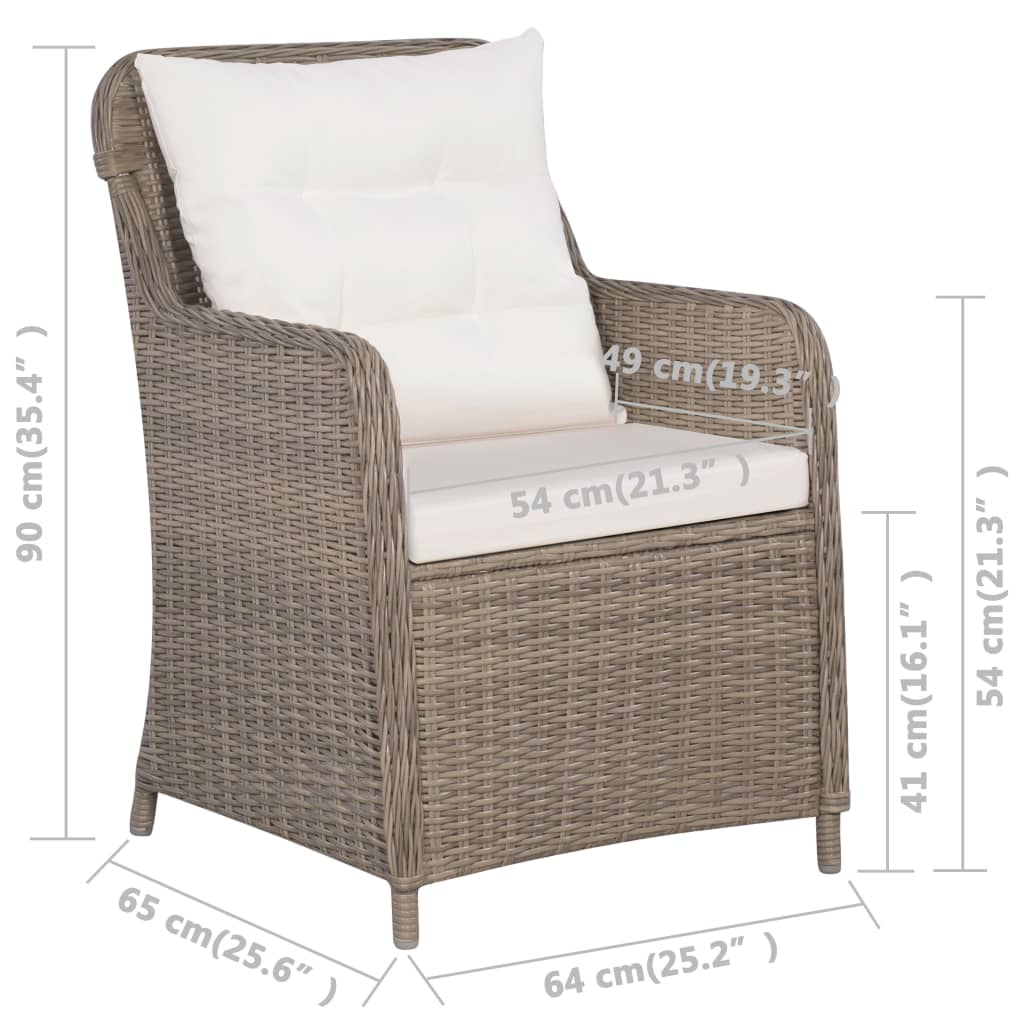 Chaises de jardin 2 pcs avec coussins en polyrotin