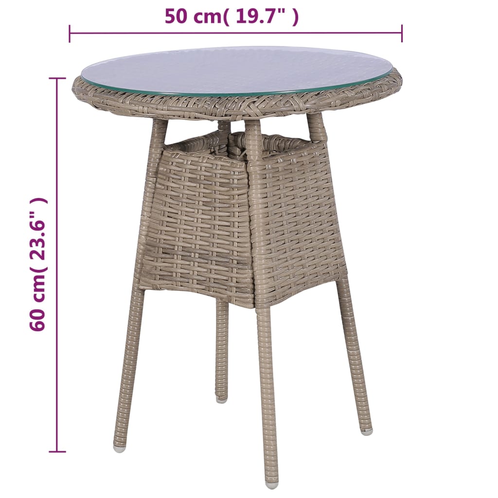 3-delige Bistroset met kussens poly rattan bruin