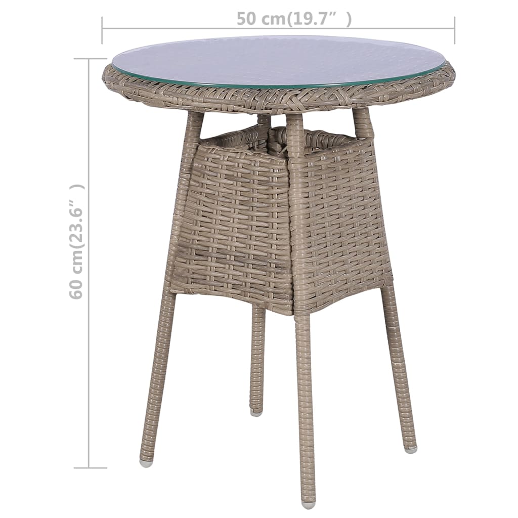 3-delige Bistroset met kussens poly rattan bruin