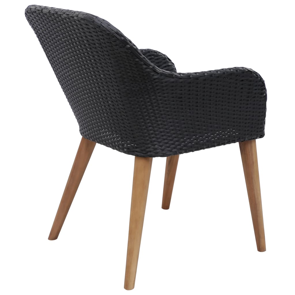 Tuinstoelen 2 st met kussens poly rattan zwart