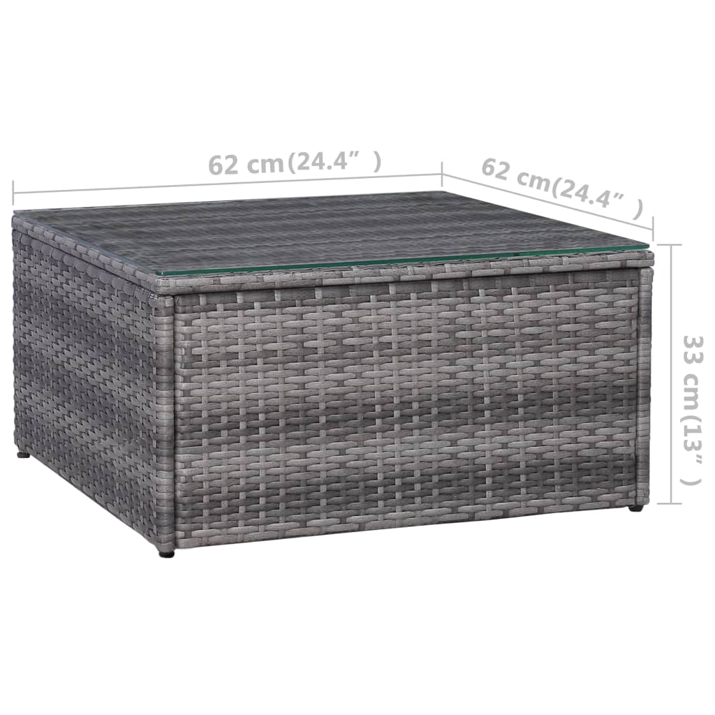 7-delige Loungeset met kussens poly rattan grijs