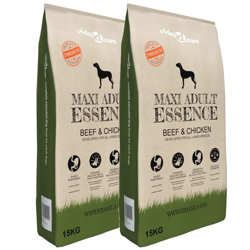 Nourriture premium pour chiens Maxi Adult Essence Bœuf &amp; Poulet 30 kg 2 pcs