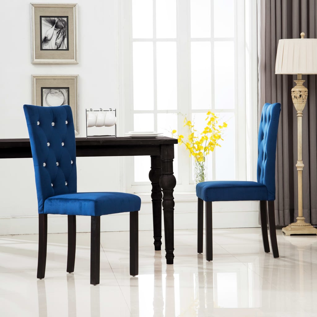 Chaises de salle à manger 4 pcs velours bleu foncé