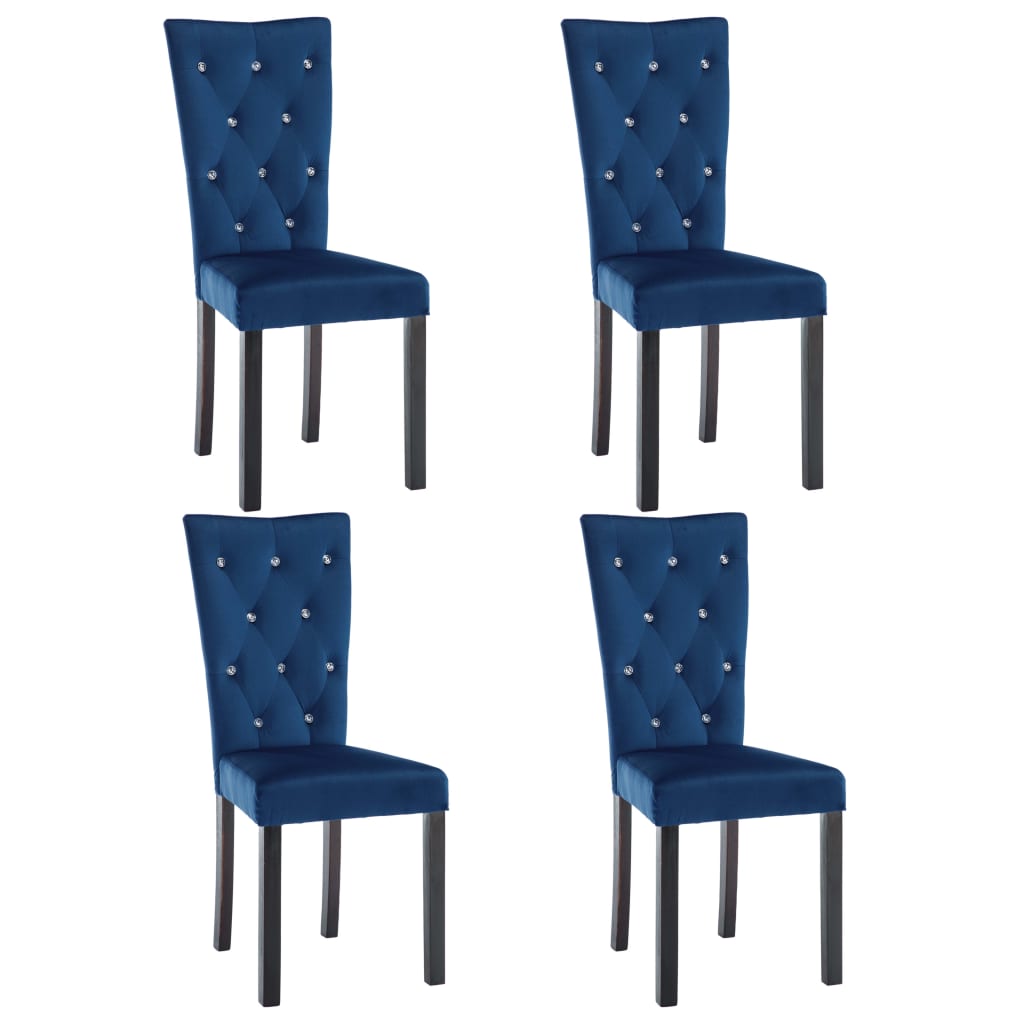 Chaises de salle à manger 4 pcs velours bleu foncé