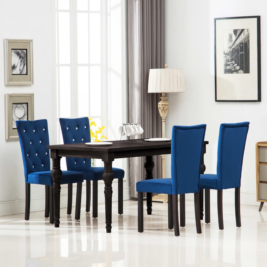 Chaises de salle à manger 4 pcs velours bleu foncé