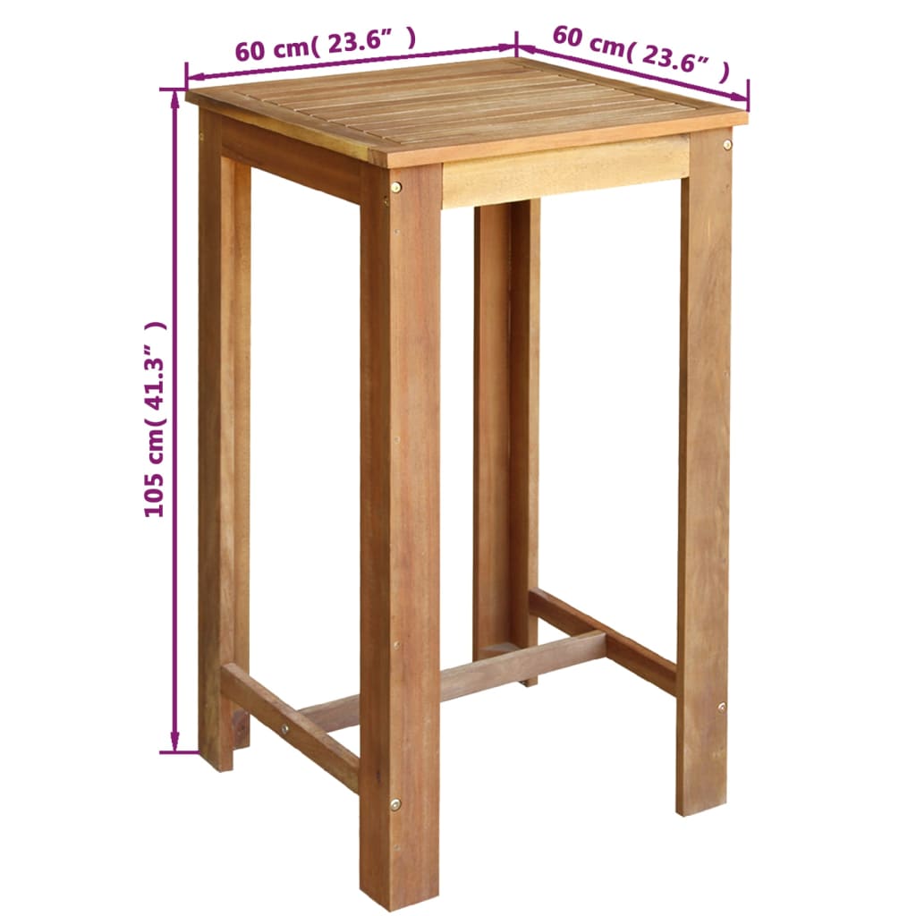 Bartafel 60x60x105 cm massief acaciahout