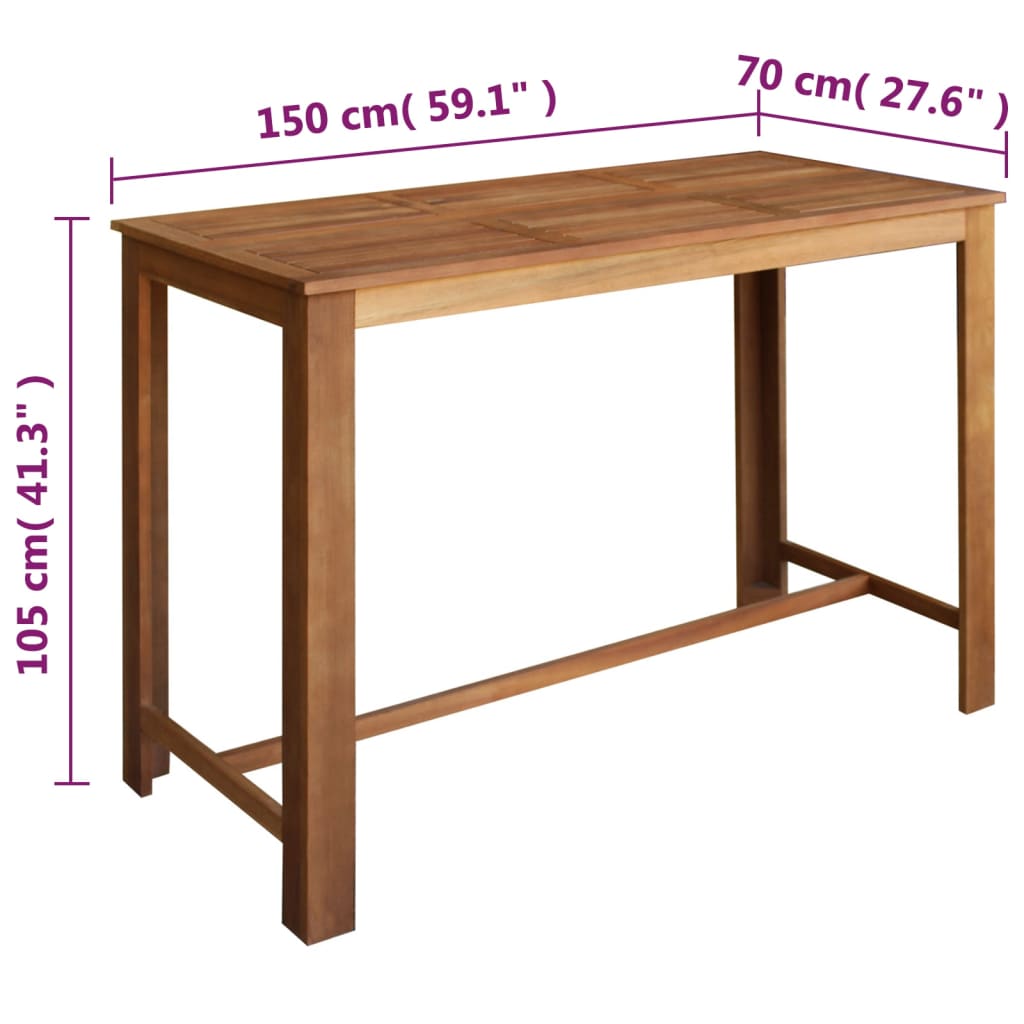 Ensemble table de bar et tabourets 7 pièces en bois d'acacia massif