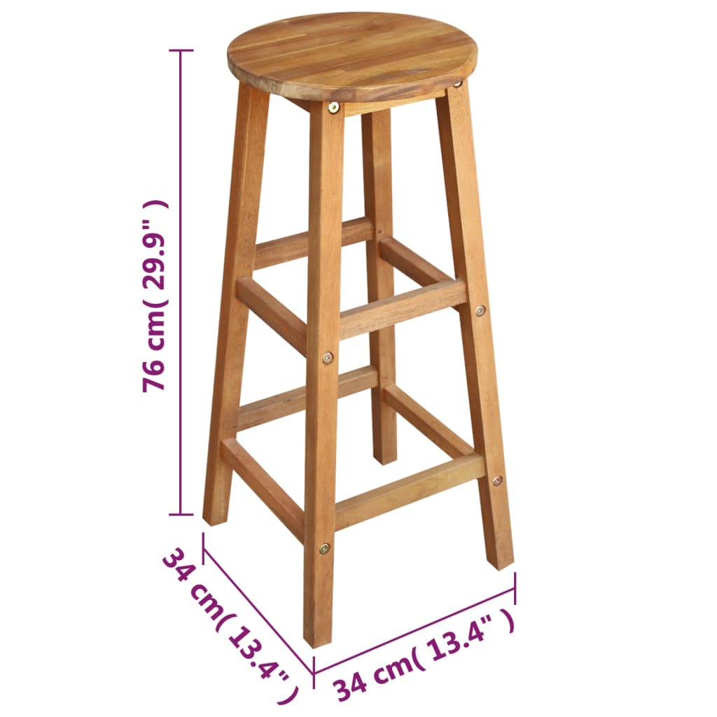 Ensemble table de bar et tabourets 7 pièces en bois d'acacia massif