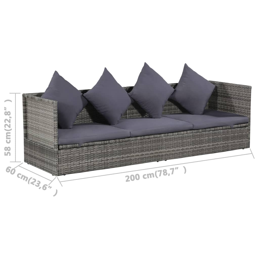 Tuinbed met kussens poly rattan