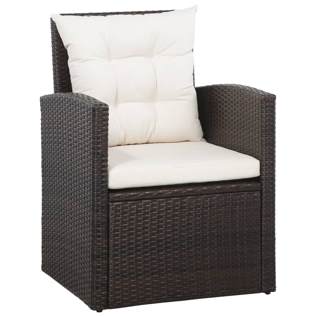 5-delige Loungeset met kussens poly rattan