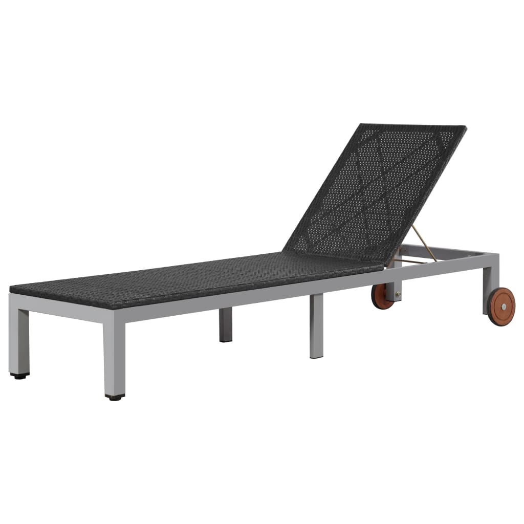 Chaise longue avec roulettes en polyrotin