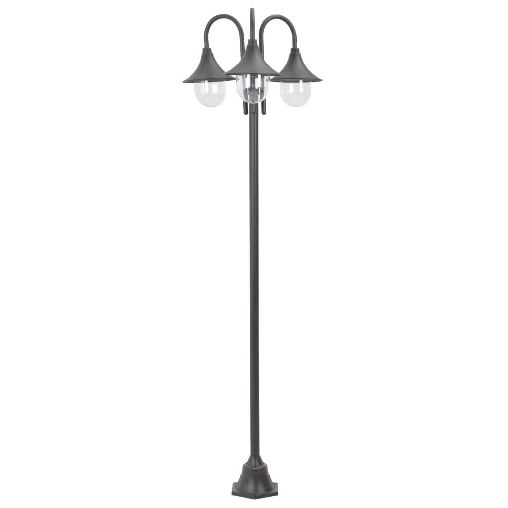 Paalverlichting tuin E27 220 cm aluminium 3-delig