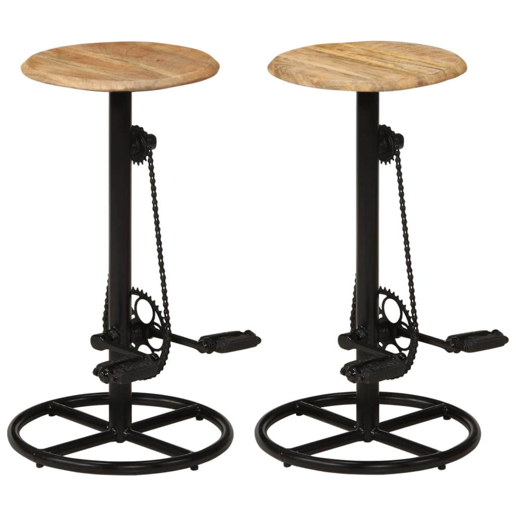 Tabourets de bar 2 pcs en bois de manguier massif