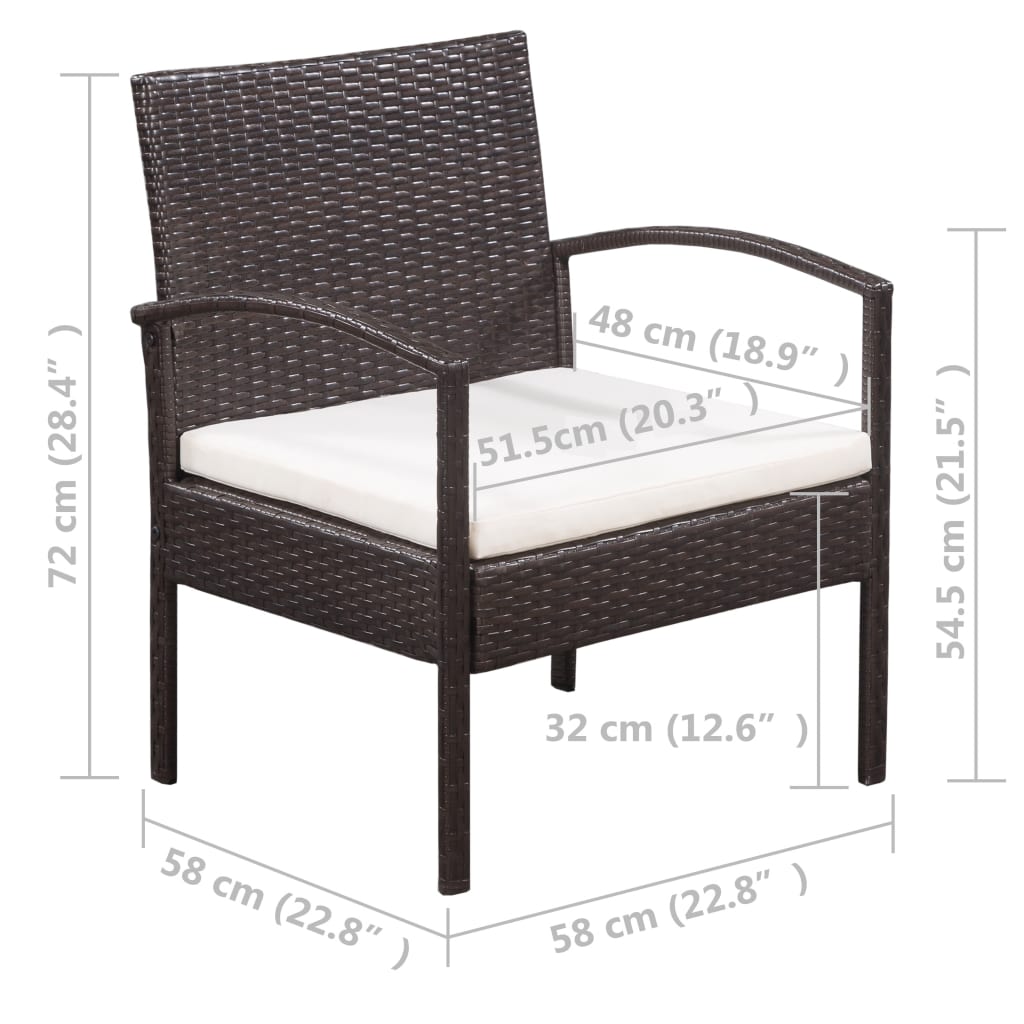 5-delige Loungeset met kussens poly rattan