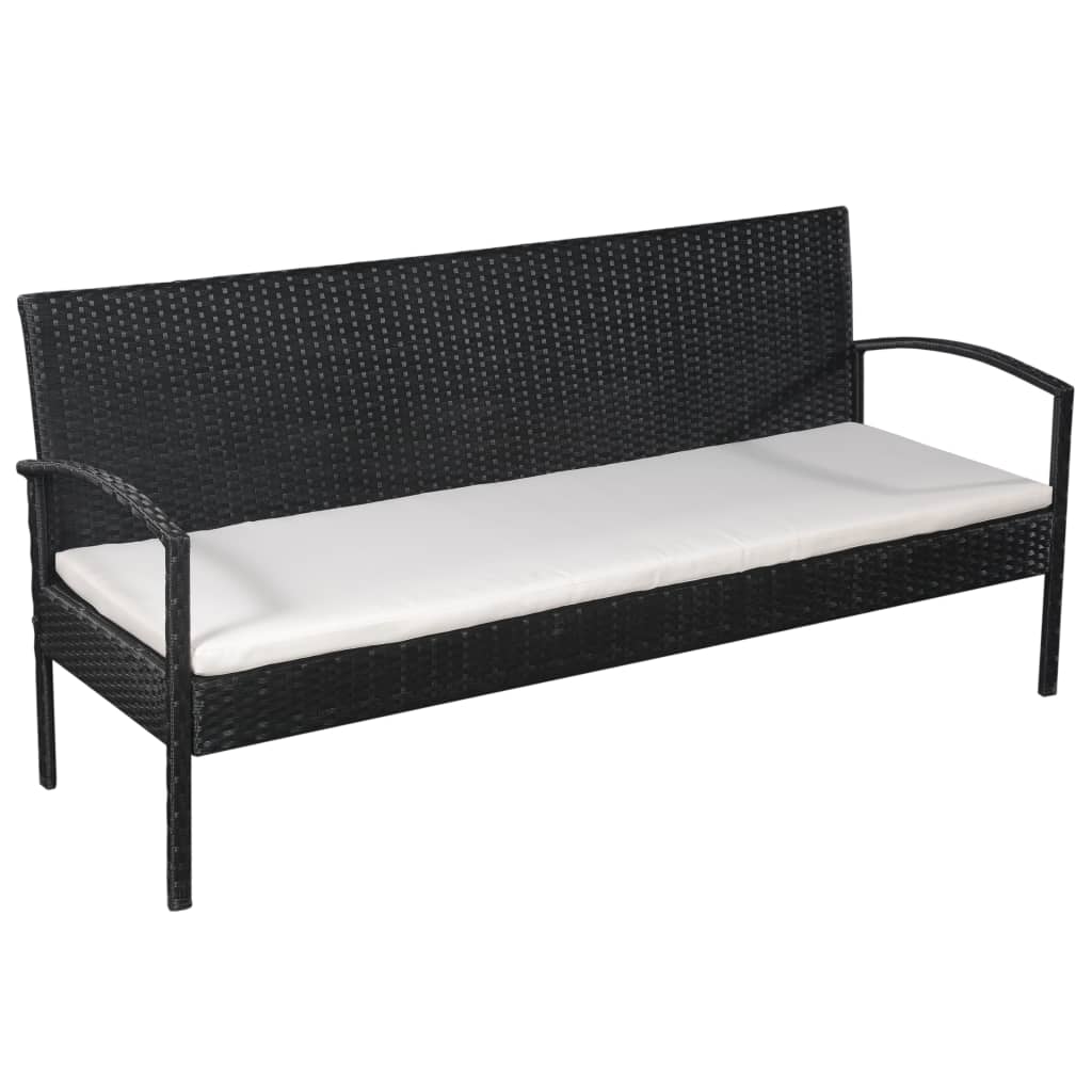 5-delige Loungeset met kussens poly rattan