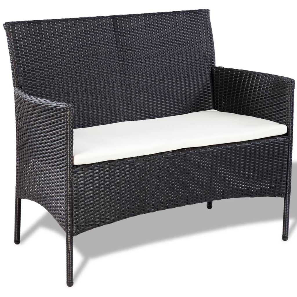 4-delige Loungeset met kussens poly rattan